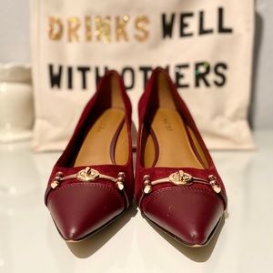 Burgundy Lauri Coach Kitten Heels